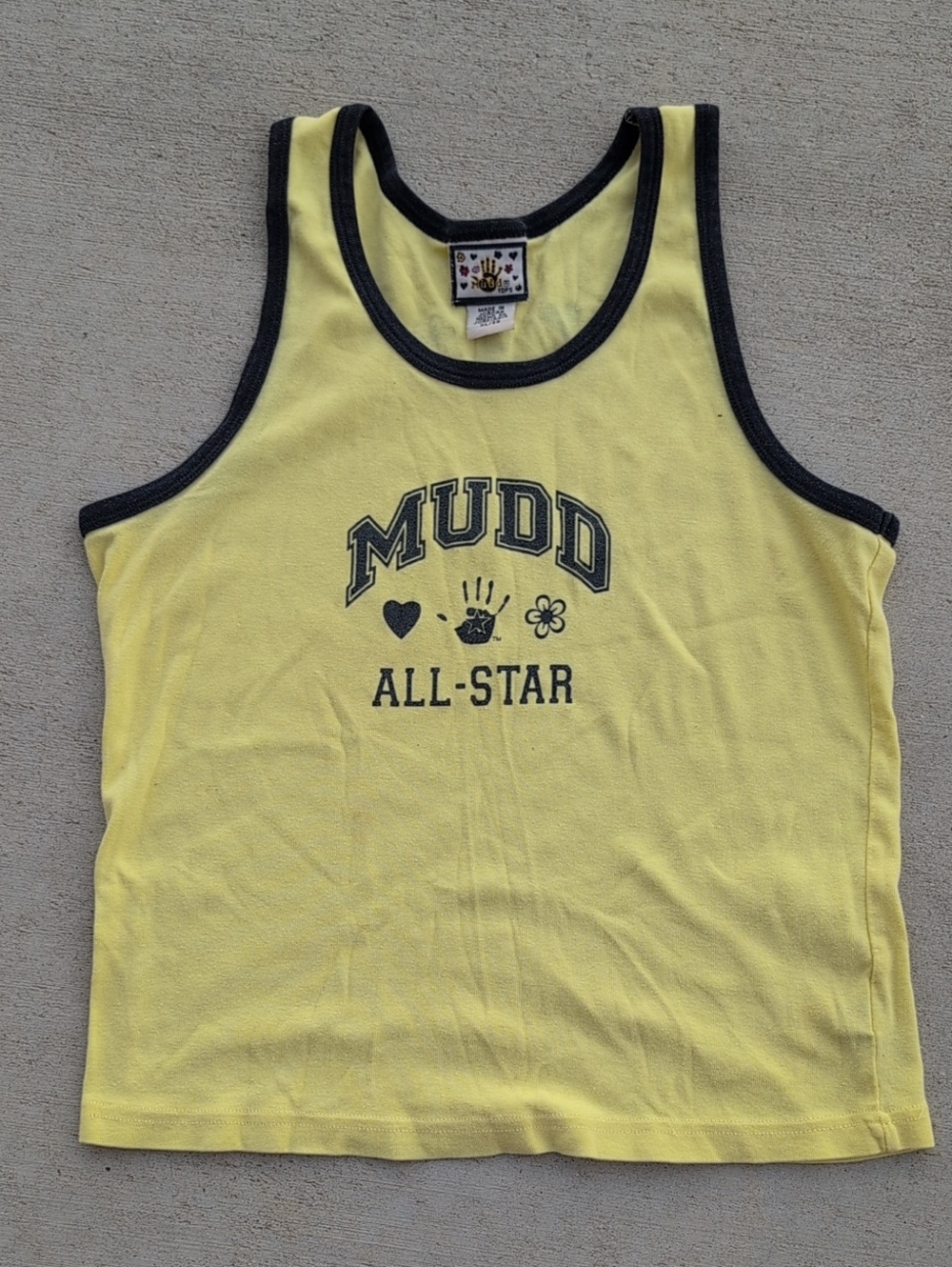 Y2K 00s Mudd Babydoll Tank Small XS Women's Vintage Tank Top All Star Yellow